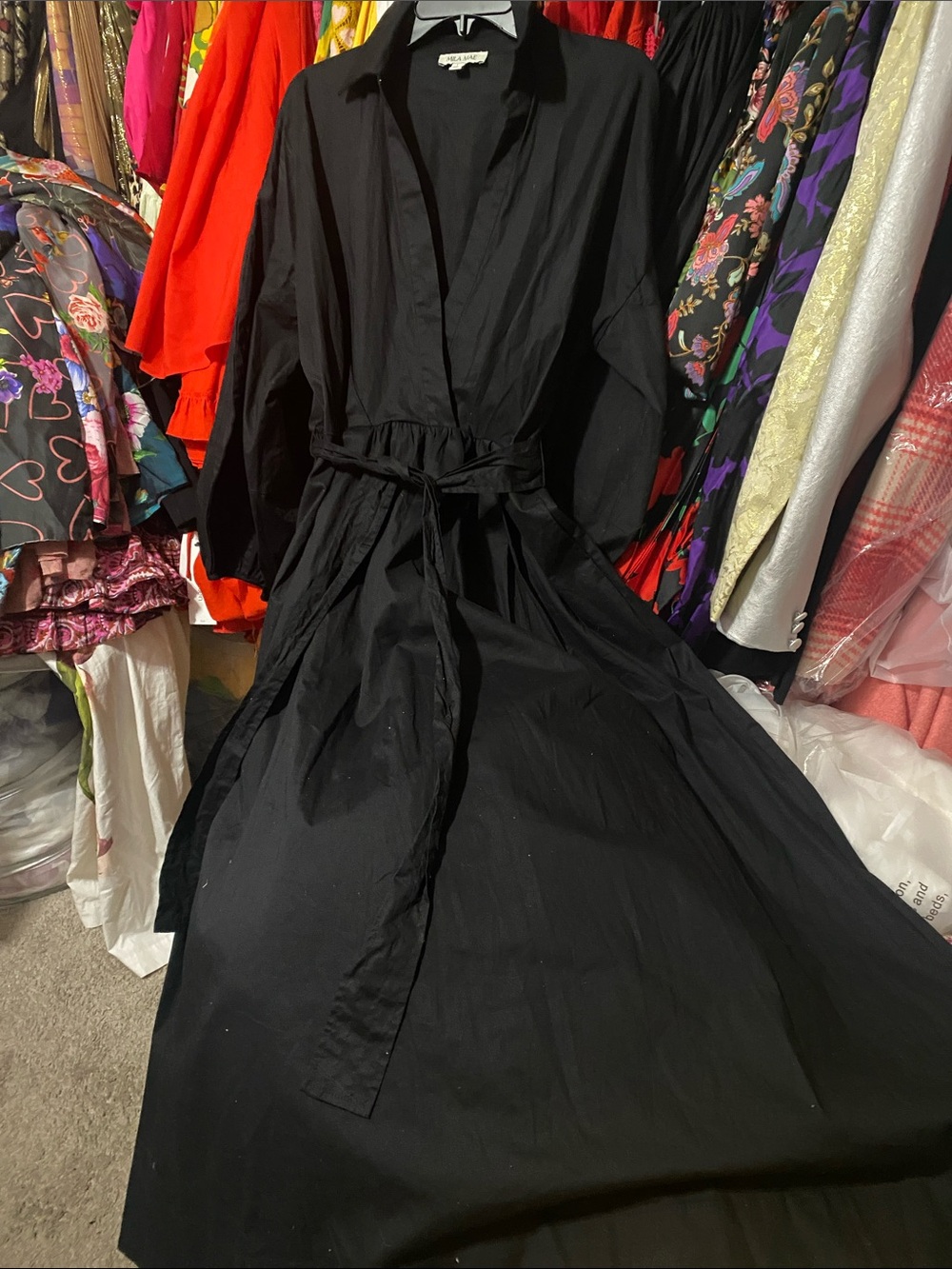 Black Belted Shirt Dress - Women